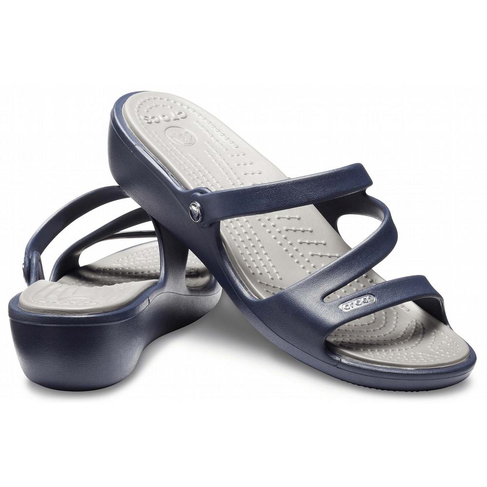 Navy Women's Crocs Patricia Sandals | NZ 0480SGLO